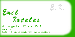 emil koteles business card